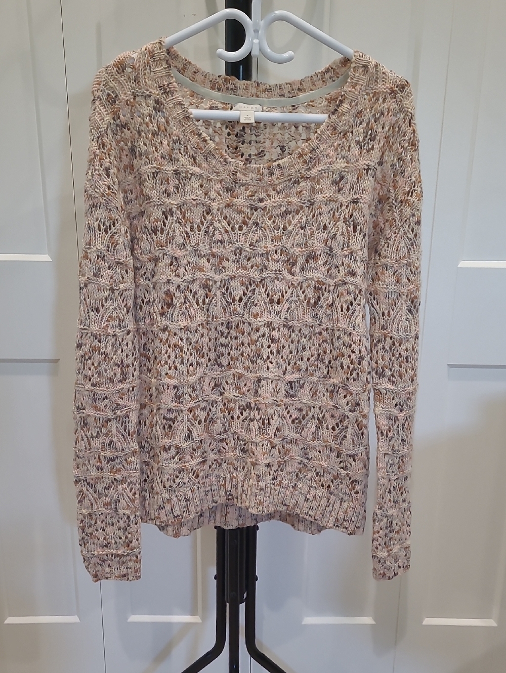HINGE Textured Open-Knit Multicolor Sweater - Soft Neutral Blend